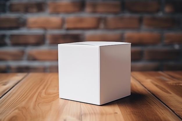 a plain paper box on wood background packaging mockup for your designs mockup