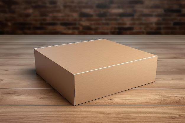 a plain paper box on wood background packaging mockup for your designs mockup