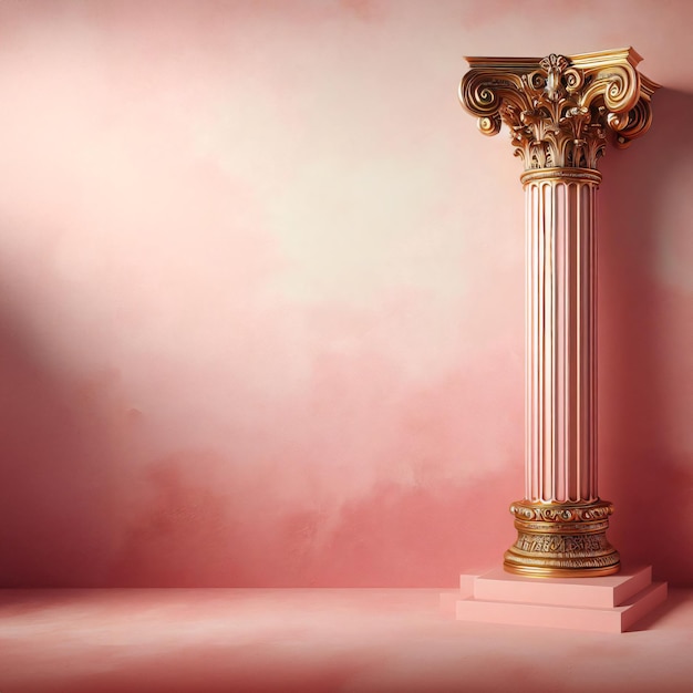 A PLAIN PINK PHOTO STUDIO BACKDROP BACKGROUND WITH PILLAR DESIGN