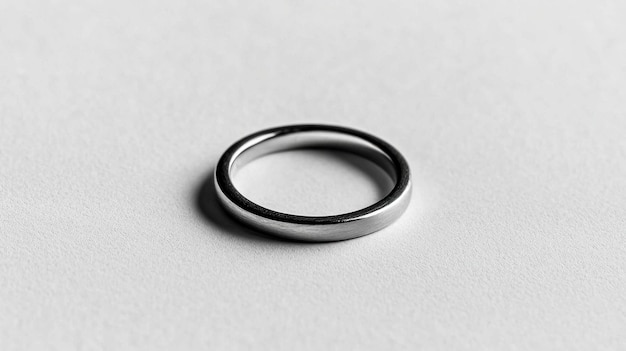 Photo a plain silver ring sits unobtrusively on a white background showcasing its elegant design and polished surface under gentle illumination