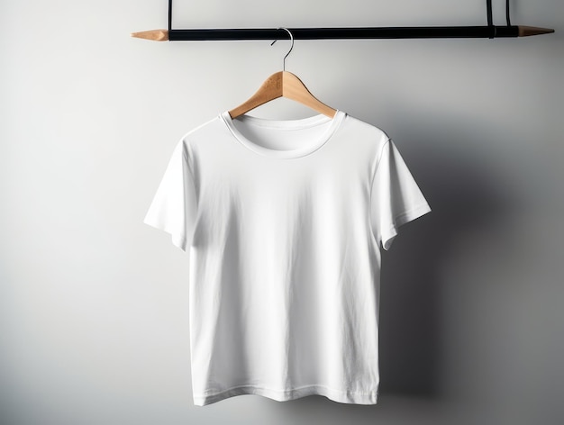 A plain Tshirt hanging in clothing rack generative AI