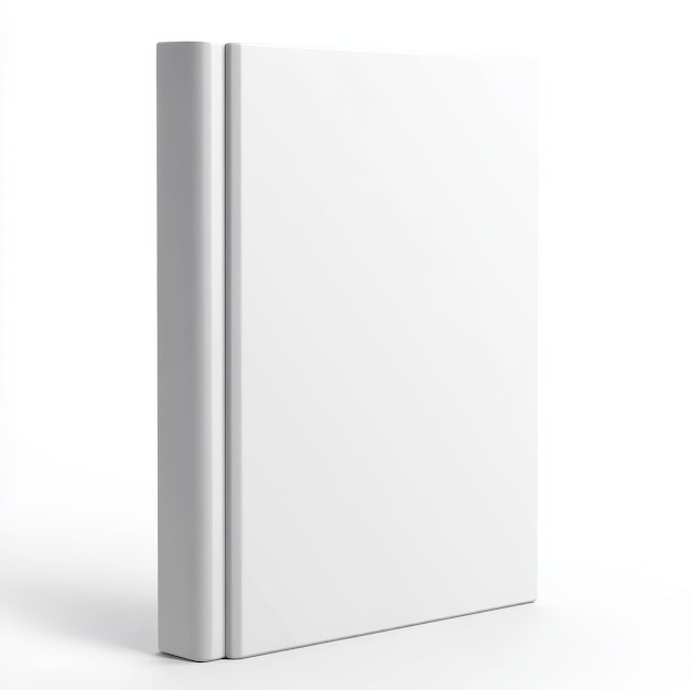 A plain white book with a spine and no cover art isolated on a white background