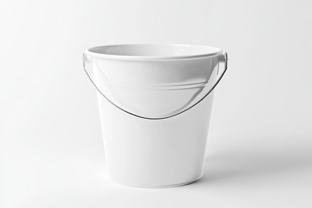 Photo a plain white bucket with a metal handle suitable for various storage and carrying purposes