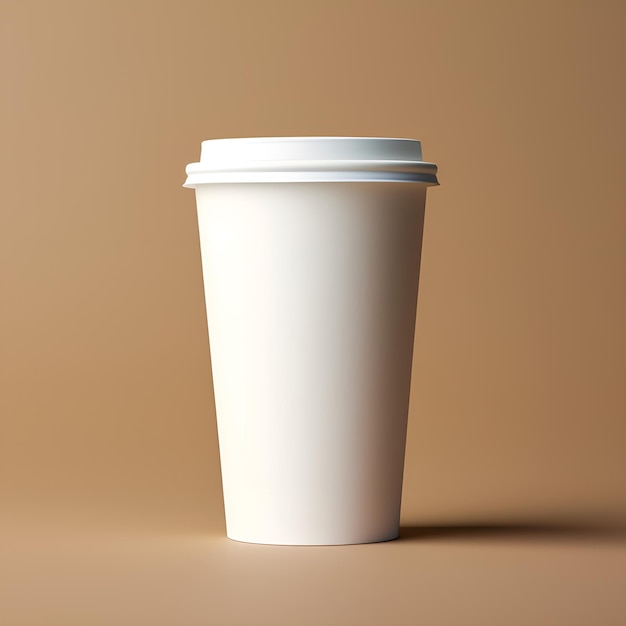 Photo plain white coffee papercup ai generative