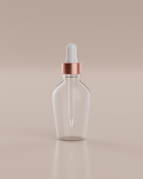 Photo the plain white and rose gold packaging pipette bottle of a serum product for mockup