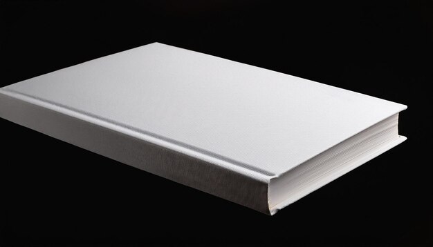 Photo plain white thick book cover floating on black background