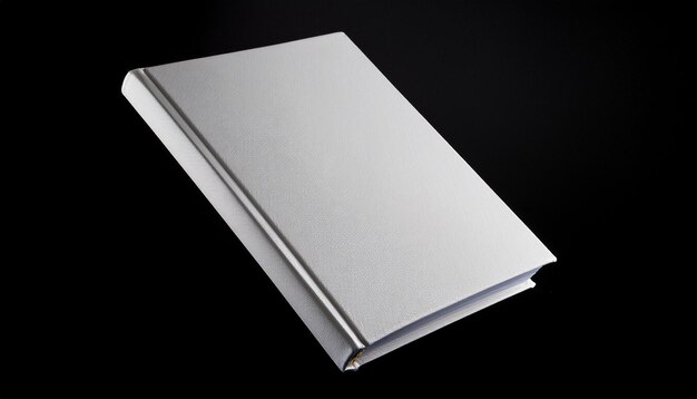 plain white thick book cover floating on black background