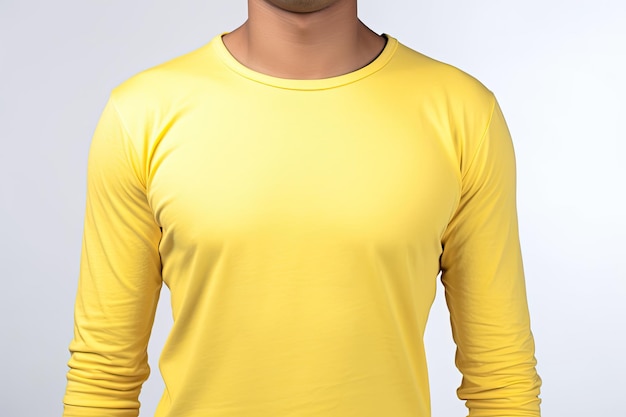 Plain Yellow Long Sleeve T Shirt Mockup for Cozy and Stylish Outfits