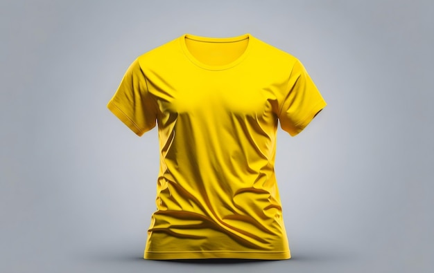 Plain yellow t shirt on grey background yellow t shirt mockup