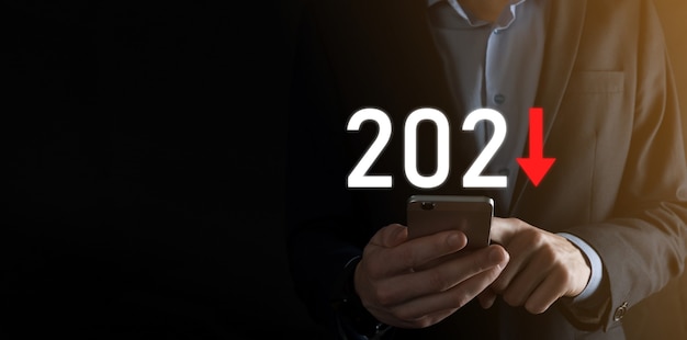 Plan business negative growth in year 2021 concept