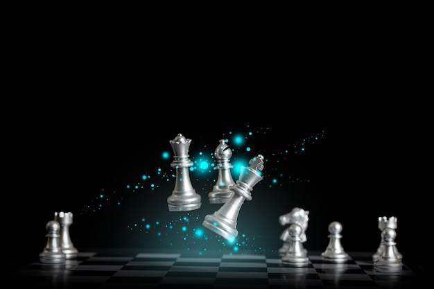 plan chess method strategy idea concept business future silver light future graphics and chess board