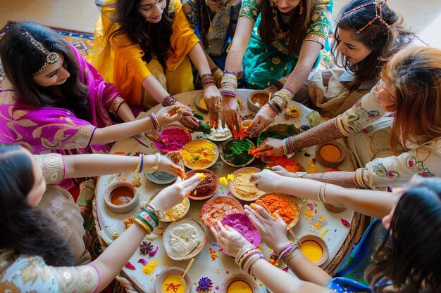 Photo plan a joyful rosh diwali mehndi gathering for fri generative ai