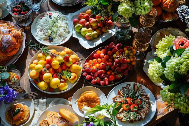 Plan a Pentecost potluck brunch with seasonal ingr generative ai