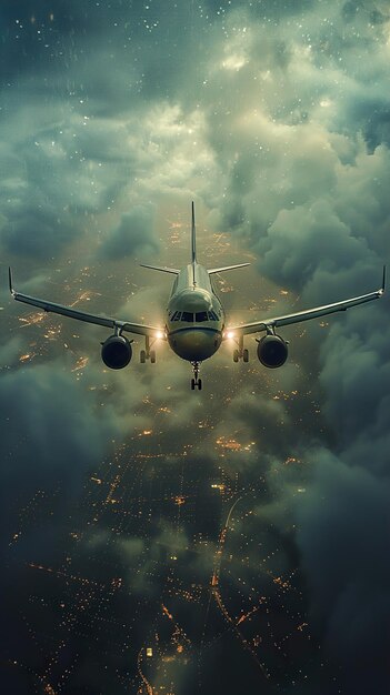 a plane flying in the sky above the clouds