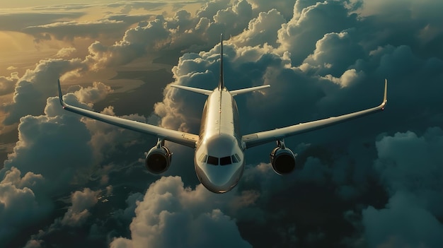 a plane flying in the sky above the clouds