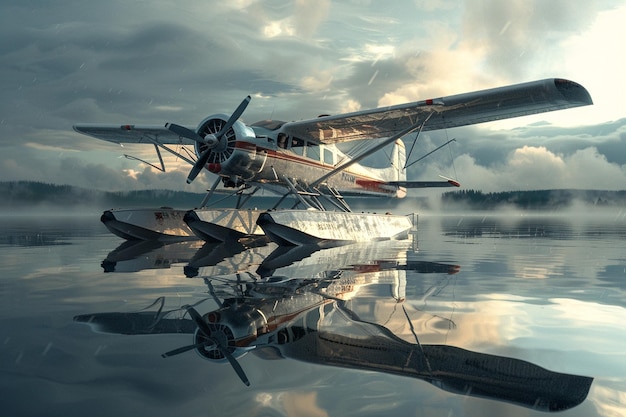 a plane is flying over a body of water with the words  a  on it