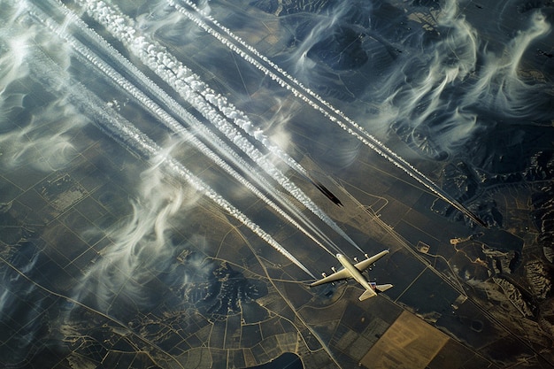 Photo a plane is flying over a field with the words  air  on the side