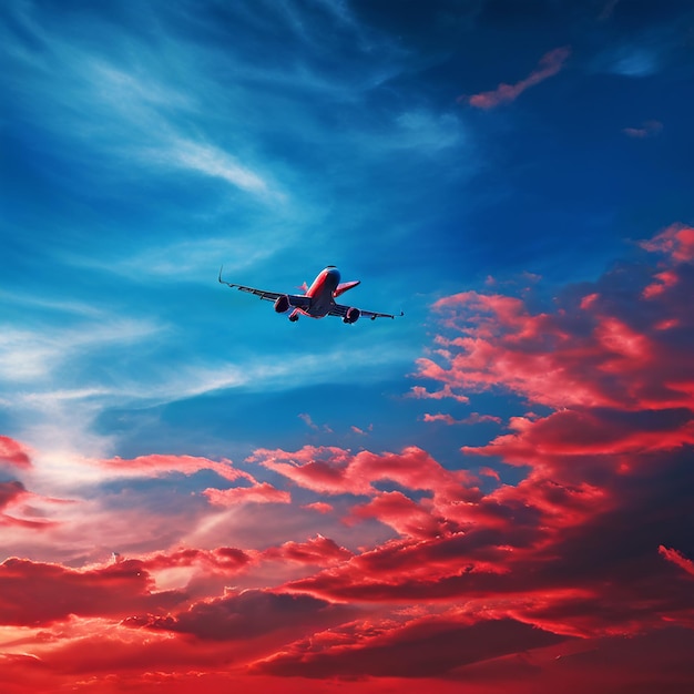 a plane is flying in the sky with the clouds in the background