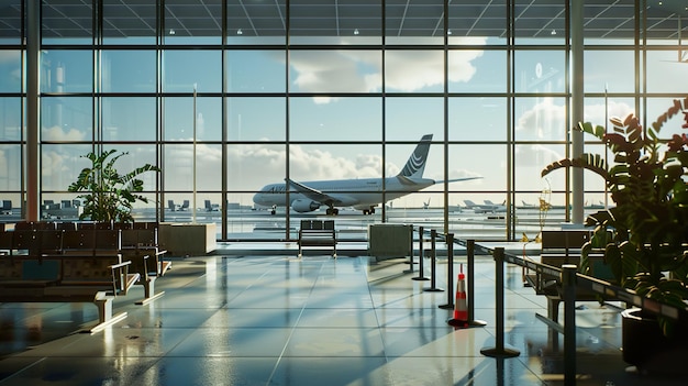 a plane is on the ground in an airport