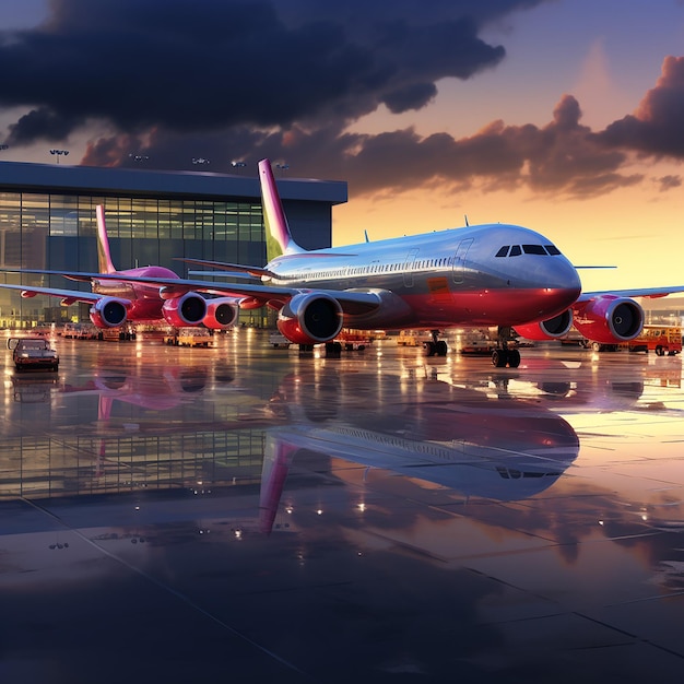 a plane is parked in front of a building with the word air on it