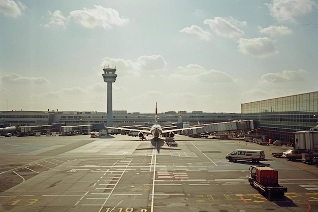 a plane is on the runway at the airport