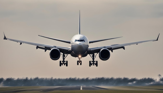 a plane is taking off from the runway