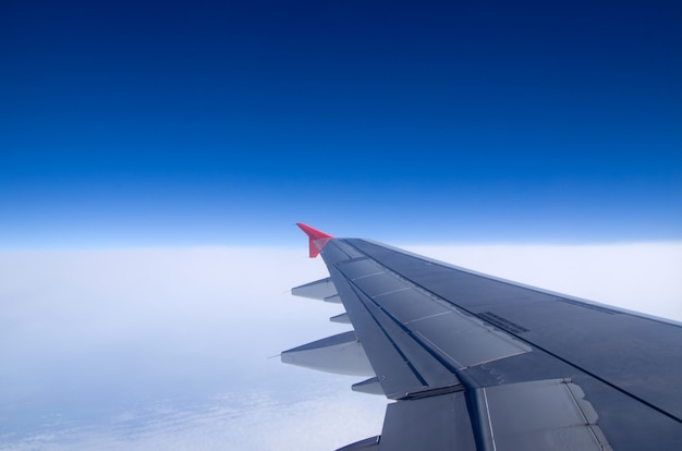 plane wing against the sky