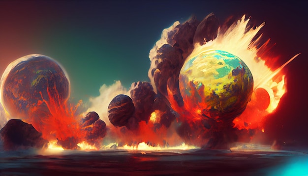 Planet Destruction Painting Illustration Art Background Image