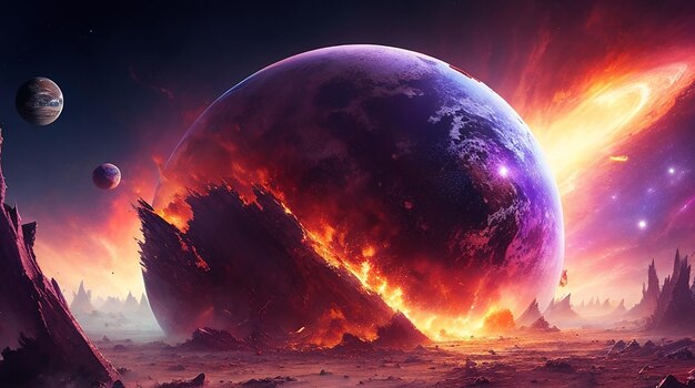 Planet Destruction Painting Illustration Art Background Image