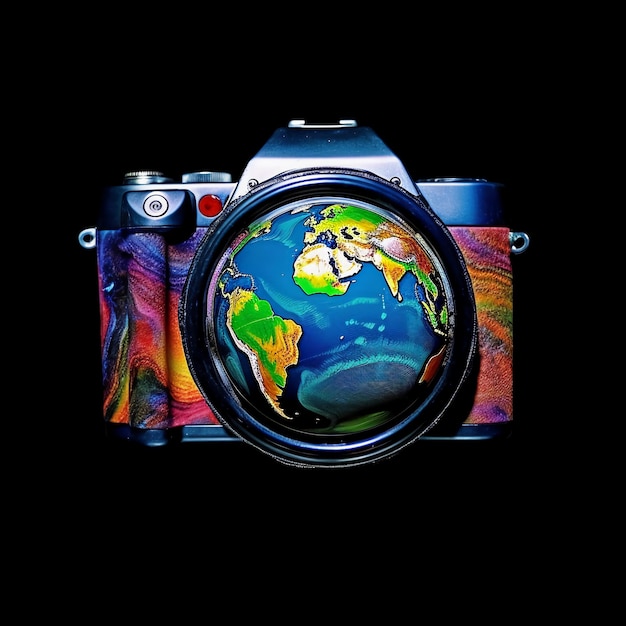 The planet earth in the form of a camera