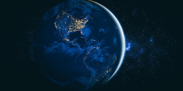 Planet earth globe view from space showing realistic earth surface and world map