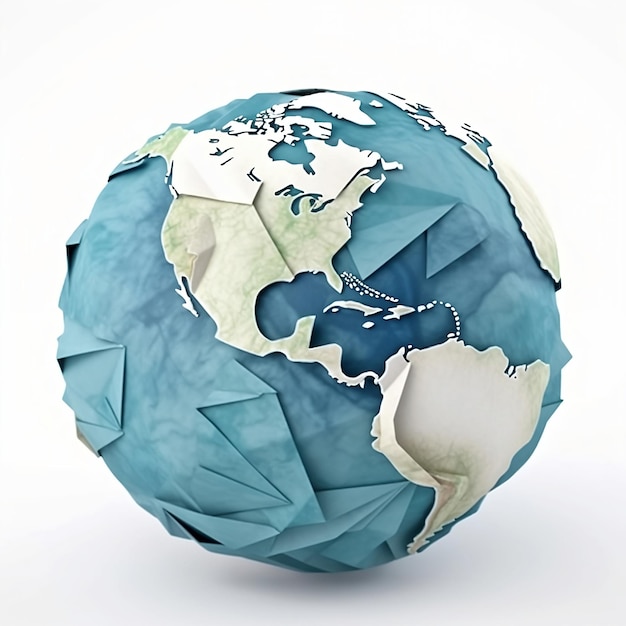 The Planet Earth made with folded paper