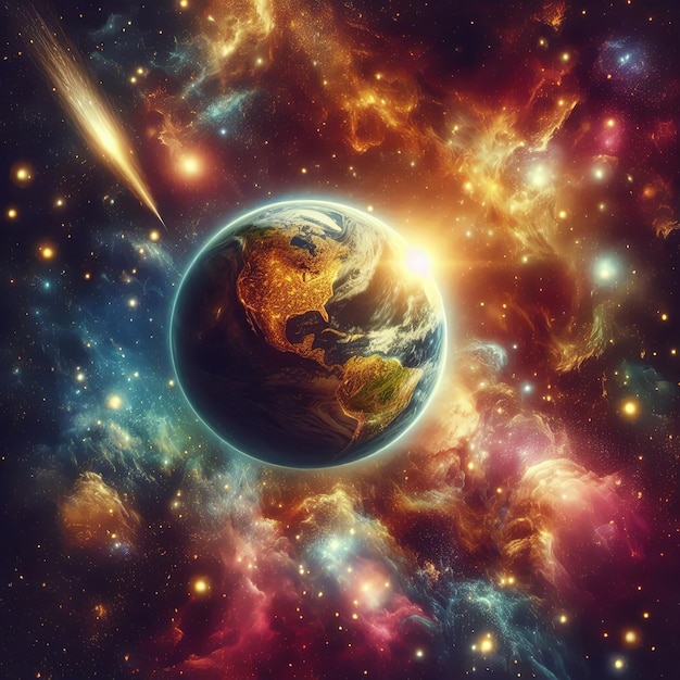 Photo planet earth in outer space elements of this image gold earth