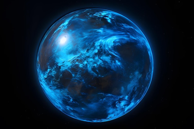 Planet Earth in space Science fiction art 3D rendering Blue planet in space