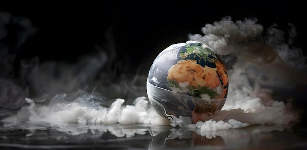 Photo planet earth surrounded by smoke environmental pollution global smoking impact climate change