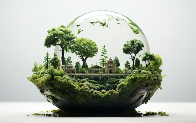 Planet Earth on a white background Earth day or environment conservation concept Save the green