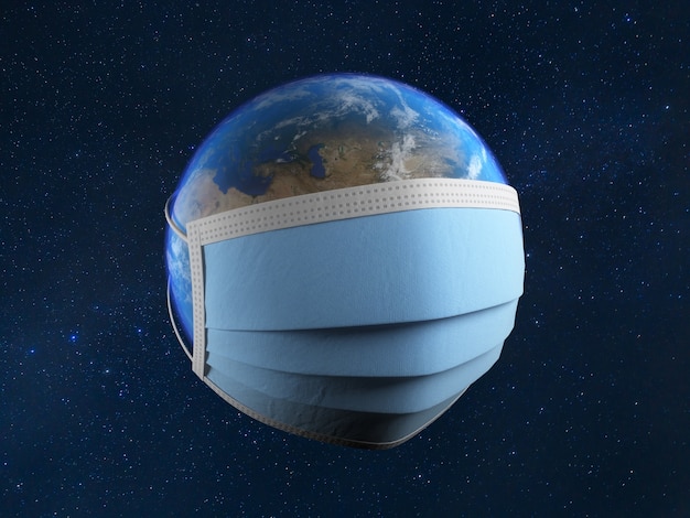 Planet Earth with a medical mask