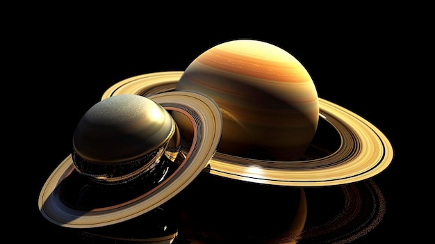 The planet saturn is shown in this image.