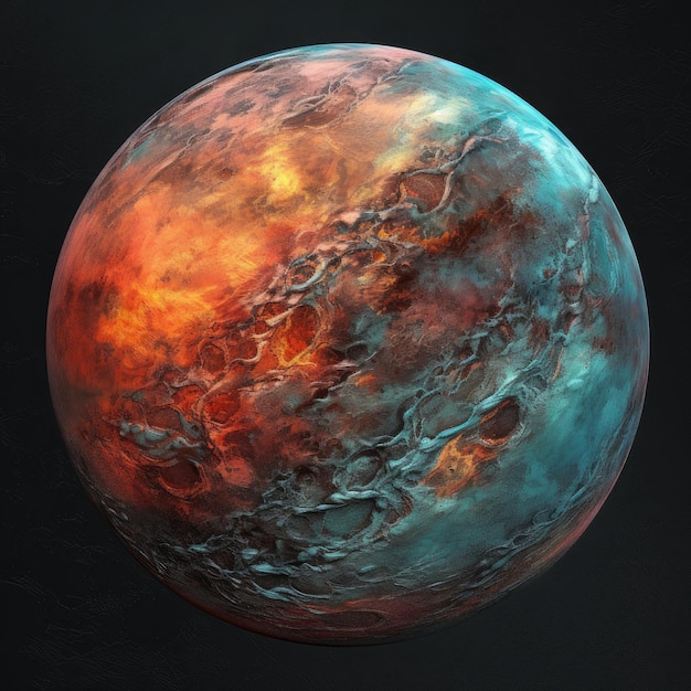 A planet with orange and blue colors