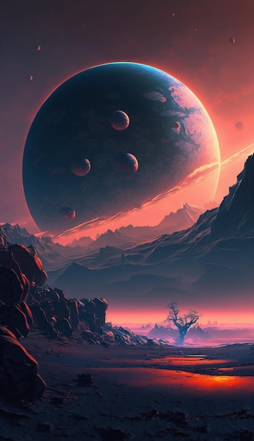 A planet with a planet in the background