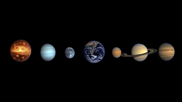 Photo a planet with the planets of the solar system