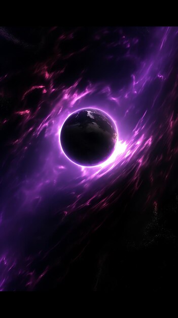 Photo a planet with a purple glow in the middle of it