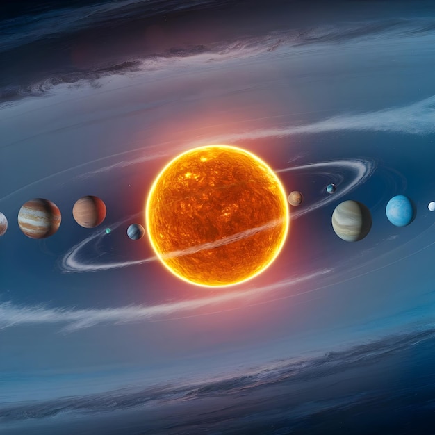 Photo a planet with the sun and planets in the background