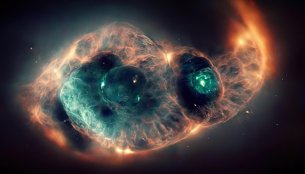 Planetary nebula Nebula in outer space galaxy Beautiful space neon abstract background 3D illustration