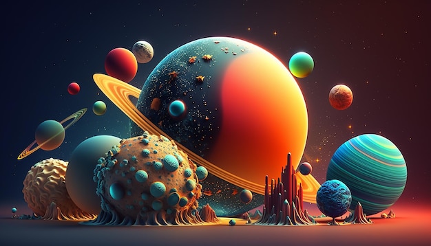 Planets 3d space Generative AI