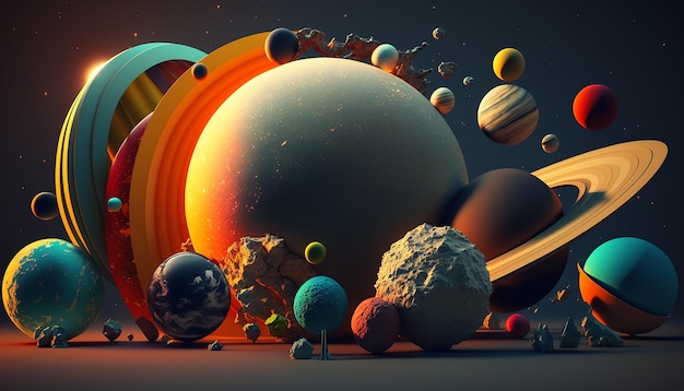 Planets 3d space Generative AI