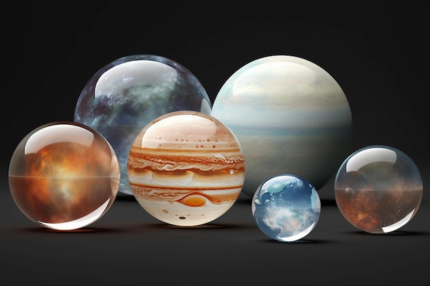 Photo planets realistic transparent set