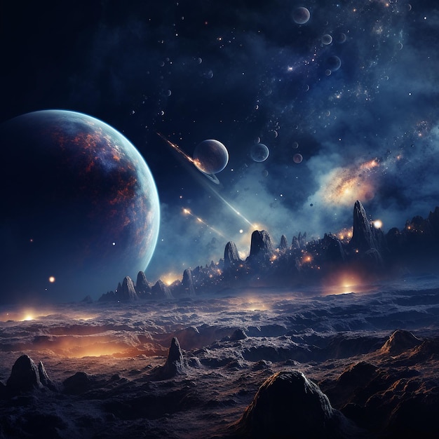 planets on space on a background for desktop