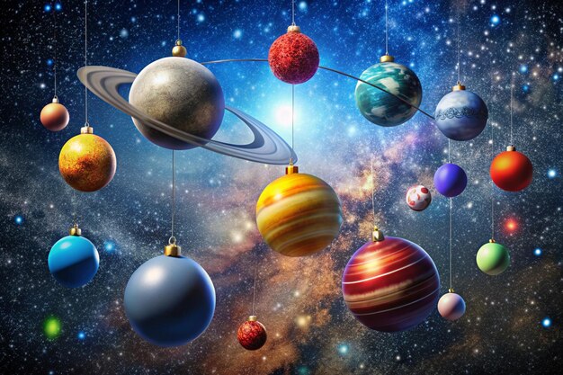 Photo planets in space with all the stars