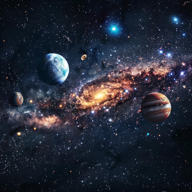 Planets stars and galaxies in outer space showing the beauty of space exploration